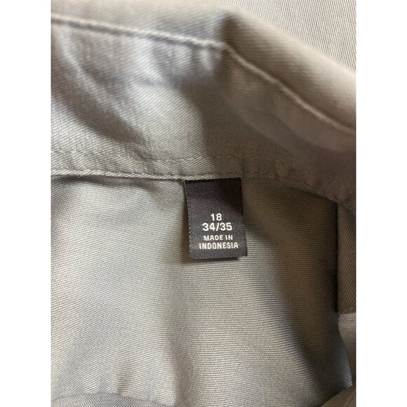 Van Heusen Flex Shirt 18 34/35 Gray Dress Button-Up Regular Fit Y2K Corpcore - Picture 4 of 7